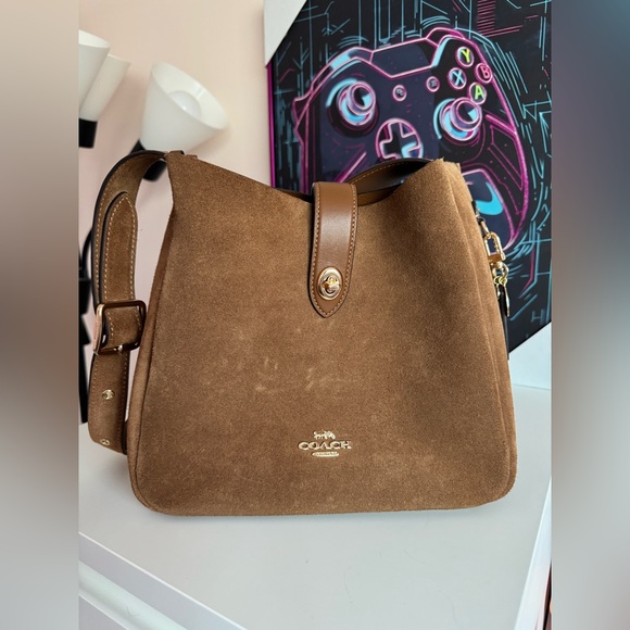 Coach Handbags - Coach Dark Brown Suede Shoulder Bag